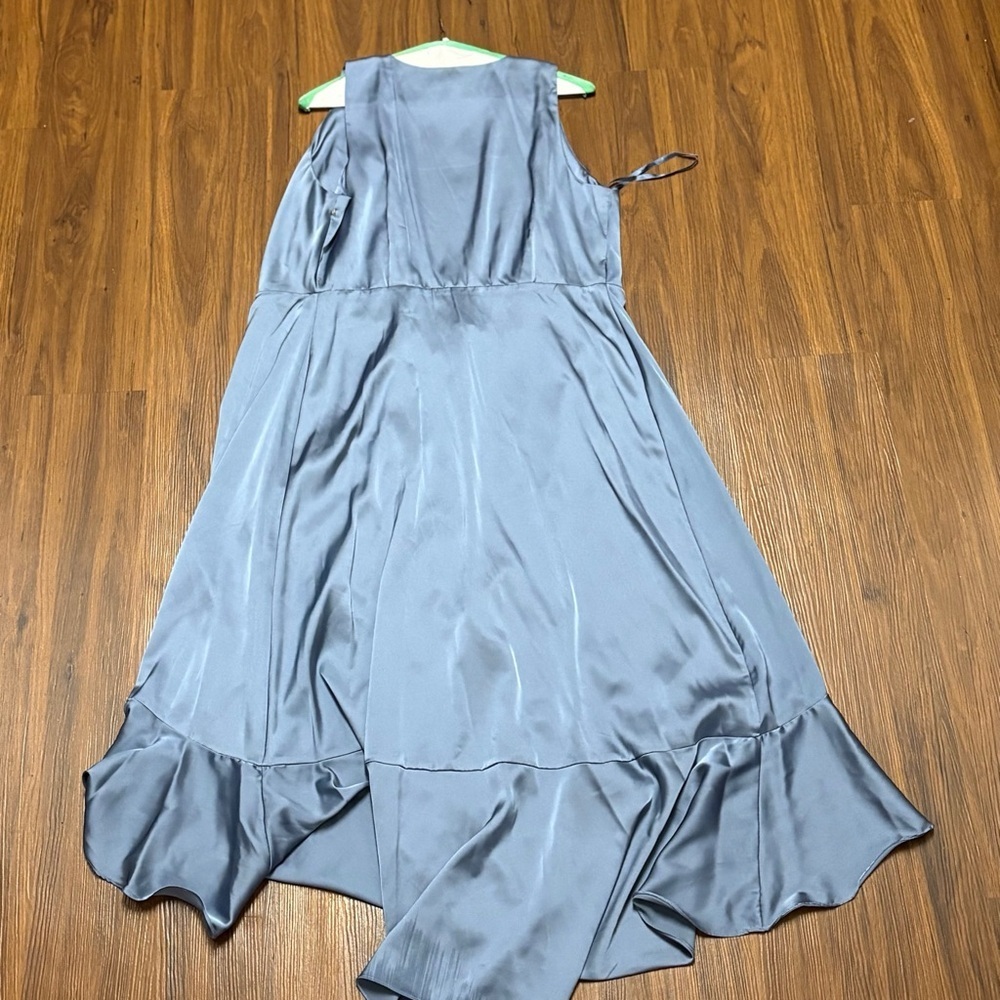 Chic Satin Halter High-Low Dress in Blue - Picture 3 of 8